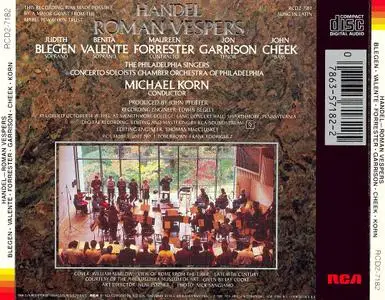 The Philadelphia Singers, Michael Korn - Handel: Roman Vespers (1986)