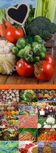 Fresh fruits and vegetables market stock photo
