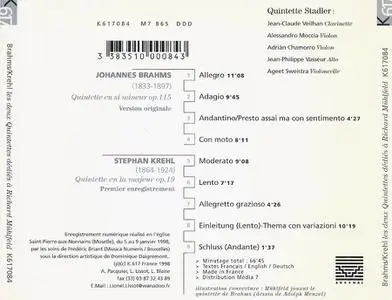 Quintette Stadler - Johannes Brahms: Clarinet Quintet Op.115; Stephan Krehl: Clarinet Quintet Op.19 (1998)