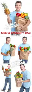 Men & grocery bag