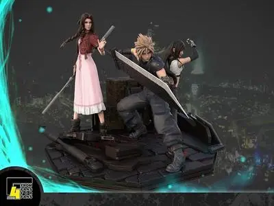 F4 studio - Final Fantasy 7 Remake Cloud, Aerith, Tifa Diorama