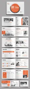 Landscape Annual Report Layout With Orange Accents 773252610