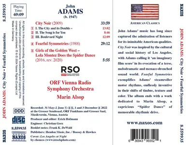 Marin Alsop,  ORF Vienna Radio Symphony Orchestra - Adams: City Noir; Fearful Symmetries (2024)