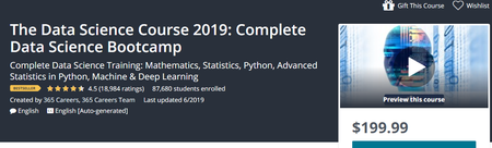 The Data Science Course 2019: Complete Data Science Bootcamp