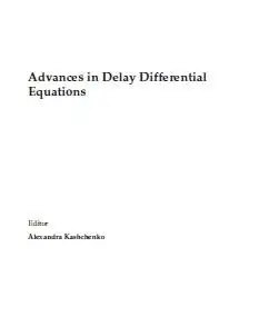 Advances in Delay Differential Equations