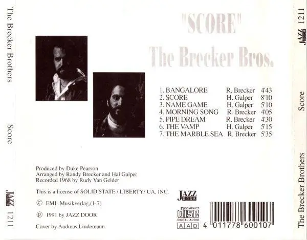 The Brecker Brothers - Score (1968) {Jazz Door}