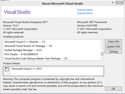 Microsoft Visual Studio 2017 version 15.5.1