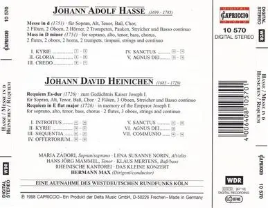 Hermann Max, Das Kleine Konzert - Hasse: Messe in d & Heinichen: Requiem (1998)
