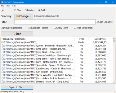 VovSoft Filename Lister 5.0.0 Portable