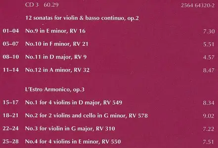 A.Vivaldi - Concertos and Sonatas, opp.1-12, I Solisti Veneti - Claudio Scimone CD3 of 18CDs