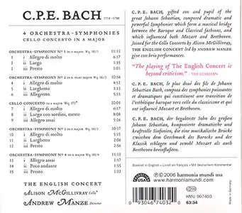 C.P.E. Bach - English Concert, A. Manze - Symphonies No. 1-4 [Harmonia Mundi HMU 907403] {2006} (Repost)
