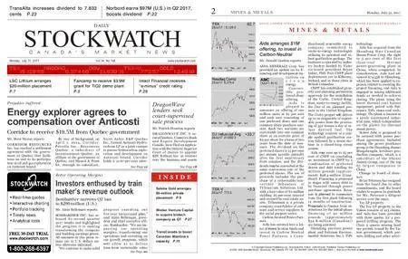 Stockwatch - Canada Daily – July 31, 2017