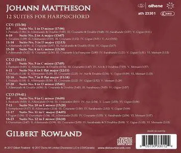Johann Mattheson - 12 Suites for Harpsichord - Gilbert Rowland (2017) {Athene ATH 23301 Official Digital Download}