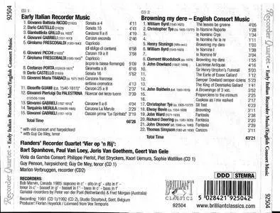 Flanders' Recorder Quartet - Early Italian Recorder Music, English Consort Music (2005)