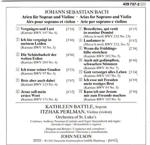 The Bach Album - Arias - Kathleen Battle - Itzhak Perlman