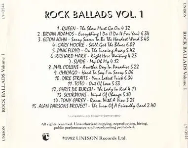 VA - Rock Ballads Vol. 1 (1992) {Unison}