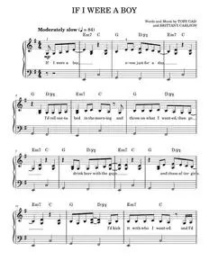 If I Were A Boy - Beyonce, Reba (Easy Piano)