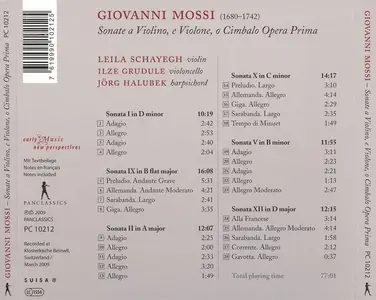 Leila Schayegh, Ilze Grudule, Jörg Halubek - Giovanni Mossi: Sonate e Violino, e Violone o Cimbalo Opera Prima (2009)