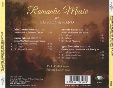 Paolo Carlini, Fabrizio Datteri - Romantic Music for Bassoon & Piano: Demersseman, Moscheles, Reicha & Schreck (2025)