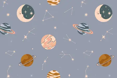 EE - Seamless Pattern With Planets And Stars Q6ZMNGL