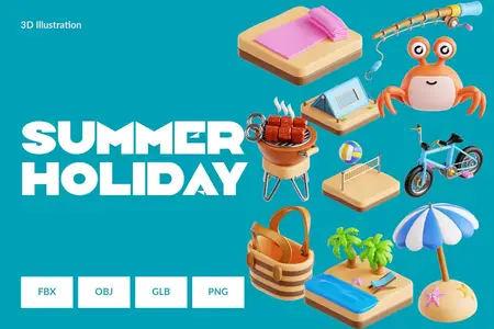 EE - Summer Holiday 3D Icon Set V.1 WD4HGCQ