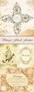 Grunge Floral Frames Vector