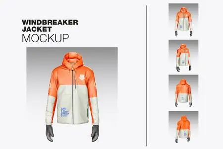 Windbreaker Jacket with Gloves Mockup MFMAZWF