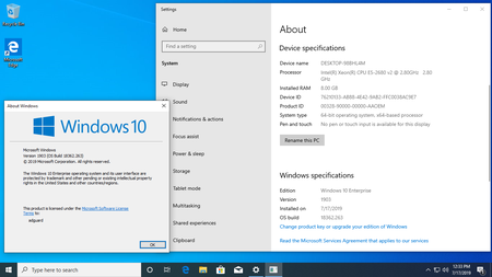 Windows 10 version 1903 Build 18362.263