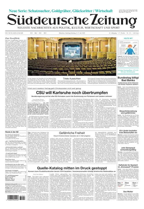 Sueddeutsche Zeitung vom 04.07.2009