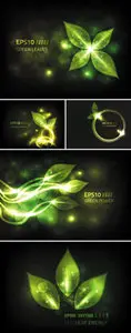 Glowing Green Leaves Backgrounds