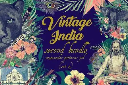 CreativeMarket - Vintage India 2. Pattens psd. Set 4