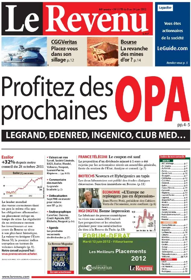 Le Revenu Hebdo Bourse 1178 - 8 au 14 Juin 2012