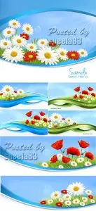 Summer Floral Banners Vector