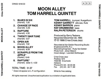 Tom Harrell Quintet – Moon Alley (1985) (Criss Cross Jazz)