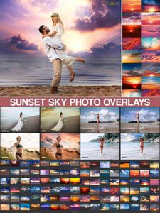 100 Sunset Sky Photo Overlays, Photoshop