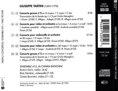Chiara Banchini, Ensemble 415, Enrico Gatti, Roel Dieltiens - Giuseppe Tartini: Concerti (1995)