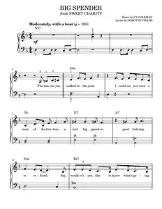 Big Spender - Cy Coleman, Dorothy Fields, Peggy Lee, Sweet Charity Musical (Easy Piano)