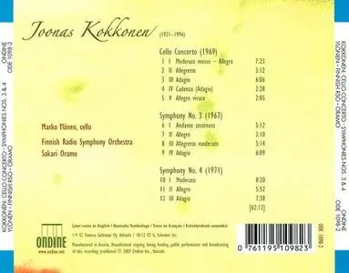 Sakari Oramo, Finnish Radio Symphony Orchestra - Joonas Kokkonen: Cello Concerto; Symphonies Nos. 3 & 4 (2007)