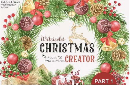 CreativeMarket - Watercolor Christmas Creator Pack #1