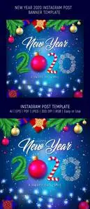 New Year 2020 Instagram Post Banner Vector Template