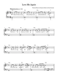 Love Me Again - John Newman (Easy Piano)