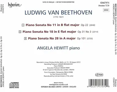 Angela Hewitt - Beethoven: Piano Sonatas Op. 22, Op. 31 No. 3, Op. 101 (2013)