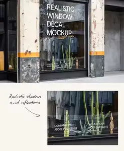Realistic Urban Storefront Decal - PSD Mockup Template