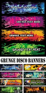 Grunge Disco Banners Vector
