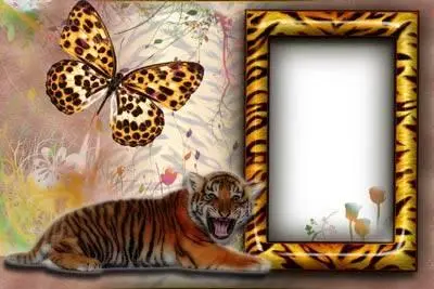 Frame with tigress for Photoshop