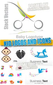 Kid logos and icons - Stock Vectors