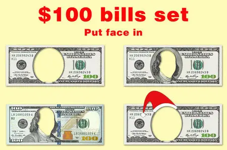 CreativeMarket - Set of $100 bills with no face