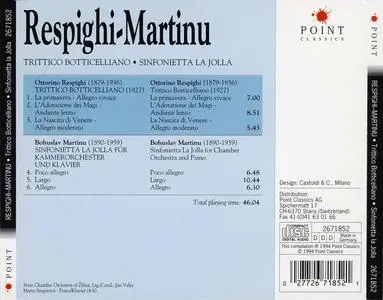 Jan Valta, State Chamber Orchestra of Žilina - Respighi: Trittico Botticelliano; Martinů: Sinfonietta La Jolla (1994)