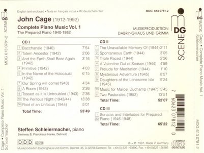 John Cage - Complete Piano Music Vol.1 (1997)