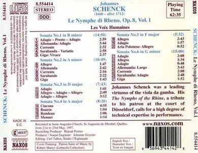 Les Voix Humaines - Johannes Schenck: The Nymphs of the Rhine, Vol. 1 (2000)